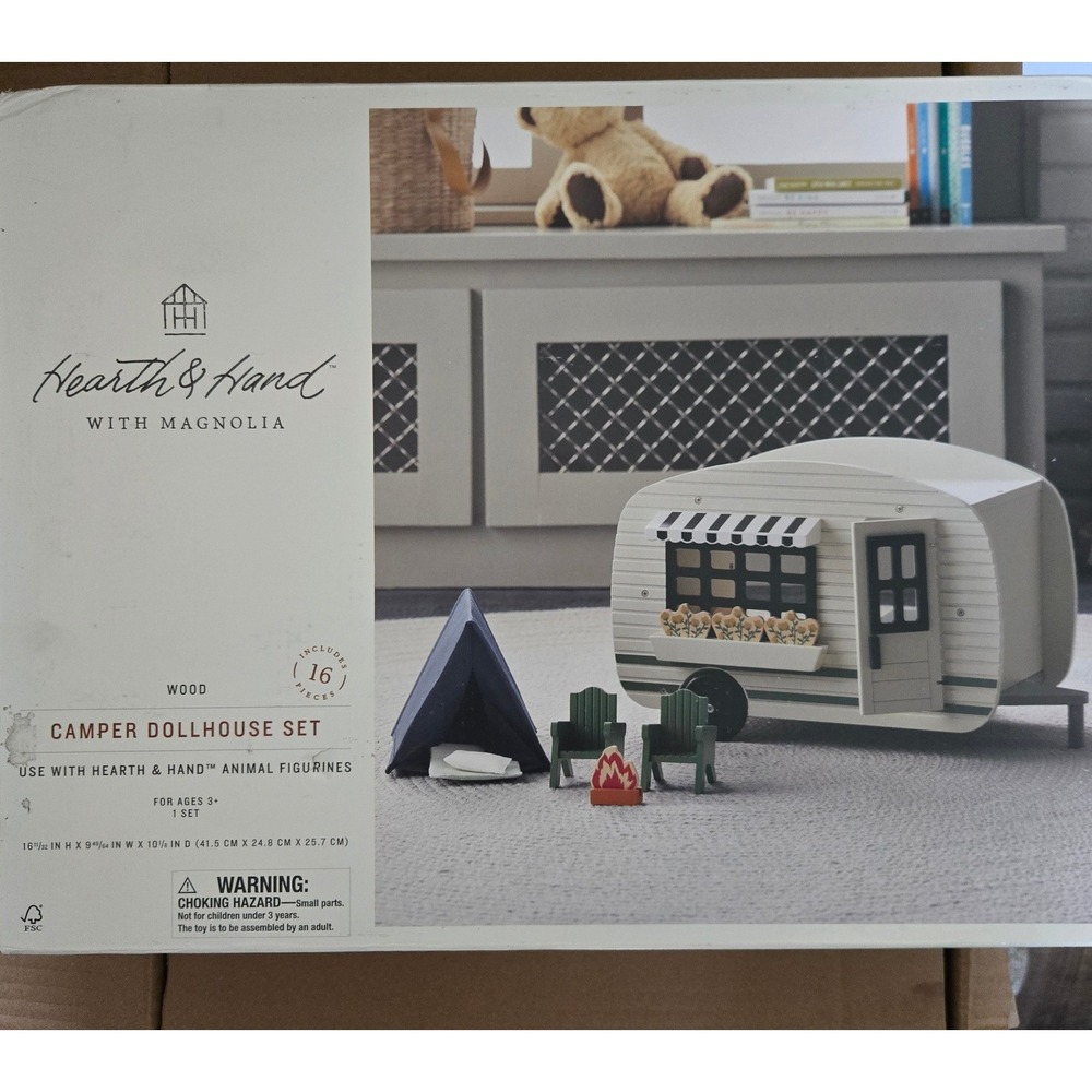Hearth & Hand Magnolia Wood Camper Dollhouse Set 16pc New